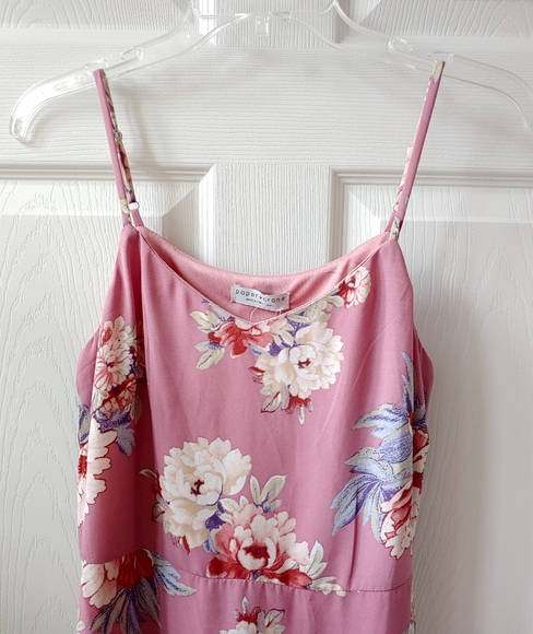 Paper Crane Floral Print Sleeveless A-Line Ruffle Mini Dress Pink Small - Picture 2 of 8